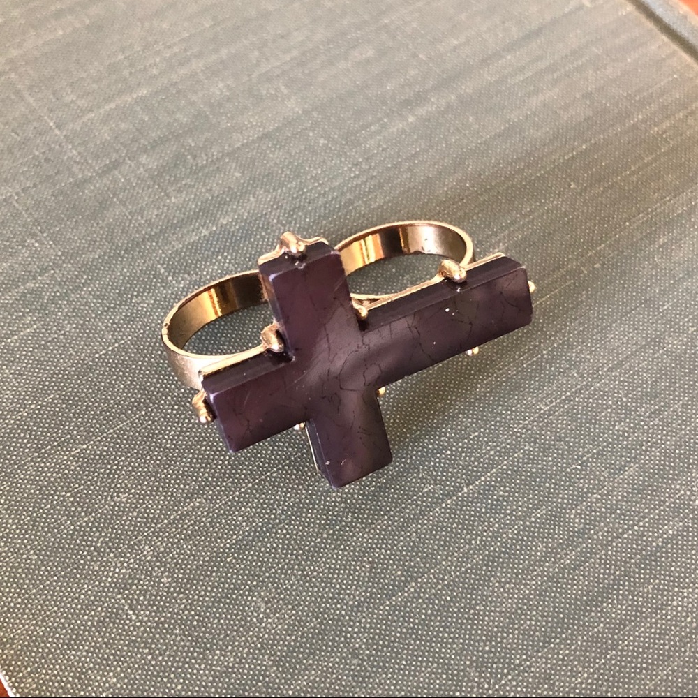 Free w. Purchase-Purple Cross Double Finger Ring